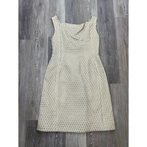 Vintage 1960s Hannah Troy Womens Gold White Embossed Coat + Mini Dress Set